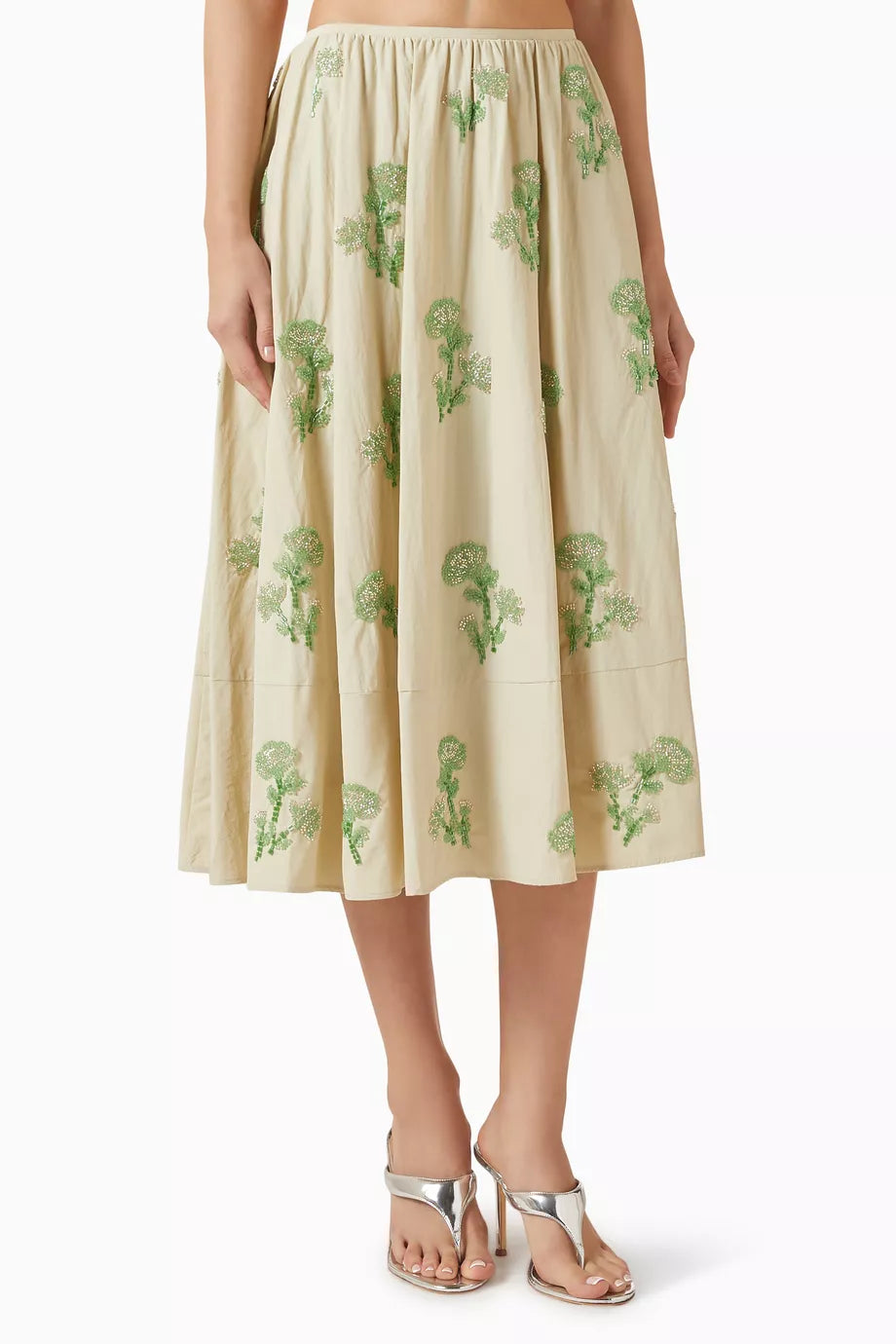 WHITE AND GREEN SHIRT & MIDI SET