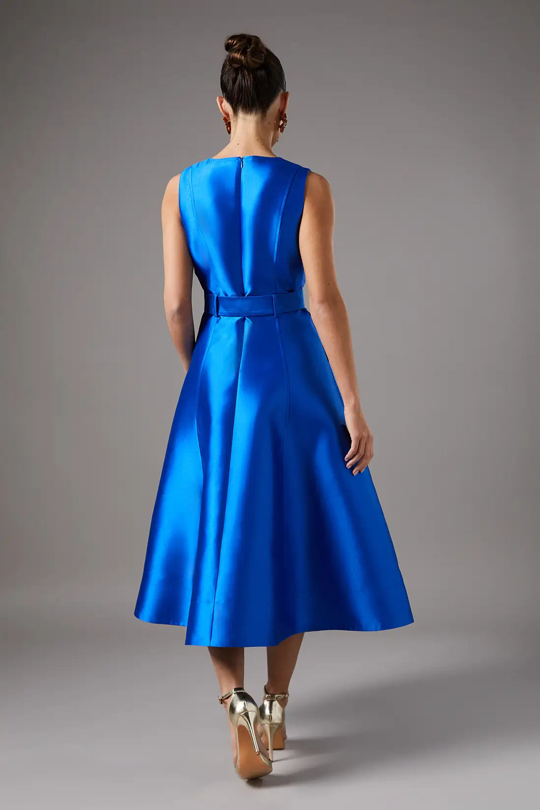 Royal Blue Satin Midi Dress