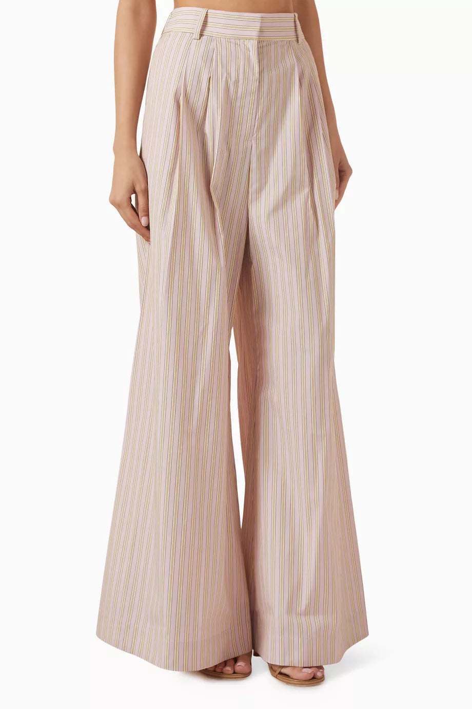 WOMESN'S PINK STRIPED STARIGHT FIT PANT