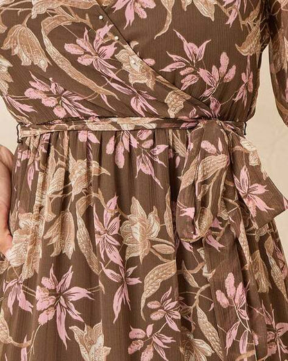 🎀VINTAGE ROSE WRAP STYLE MIDI DRESS