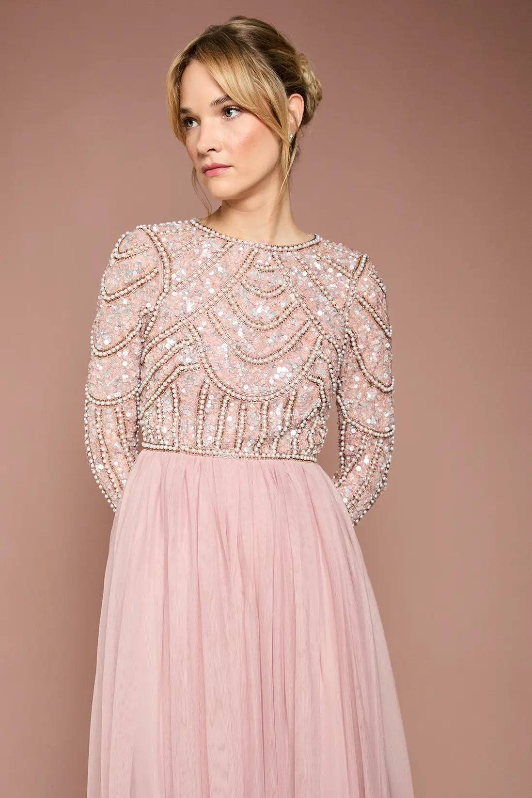 Elegant Pink Embellished Gown