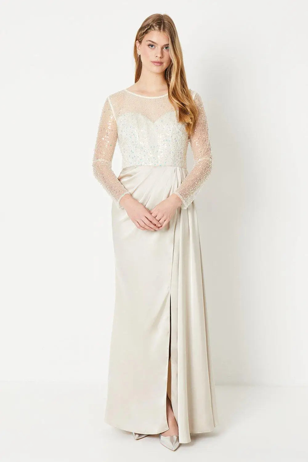 White Sequin Evening Gown