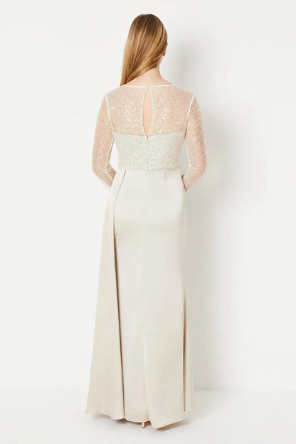 White Sequin Evening Gown